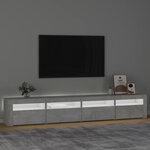 vidaXL Meuble TV avec lumières LED Gris béton 240x35x40 cm