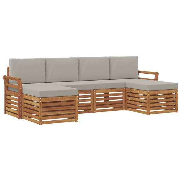 vidaXL Ensemble de canapés d'extérieur 6 pc Gris Naturel et Clair