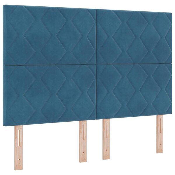 vidaXL Tête de lit Montage mural Géométrique Bleu foncé 144 cm Velours