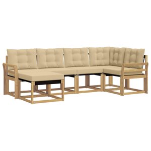 vidaXL Ensemble de canapés d'extérieur 6 Pièces Blanc et Beige