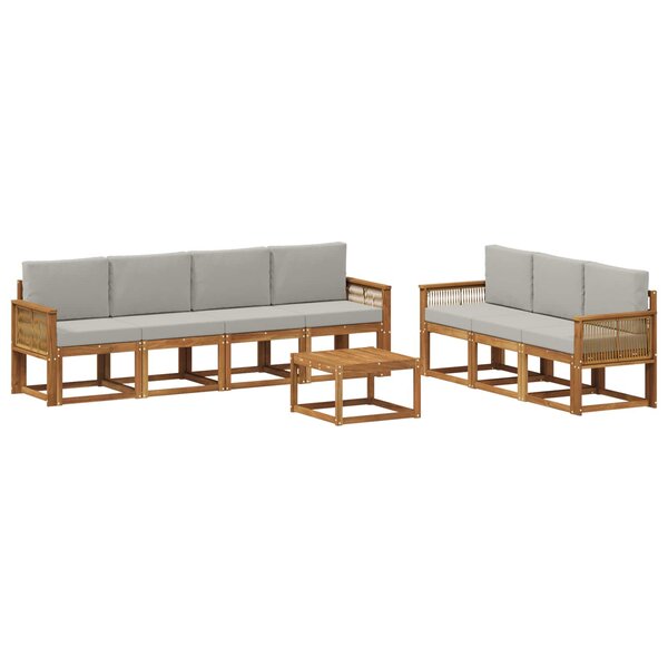 vidaXL Ensemble de canapés d'extérieur 8 pc Naturel et gris clair