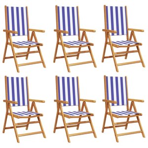 vidaXL Chaises inclinables de jardin lot de 6 tissu et bois massif