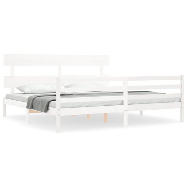 vidaXL Cadre de lit sans matelas blanc bois massif