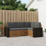 vidaXL Ensembles de canapés avec coussin 4 Pièces Bois d'Acacia Massif