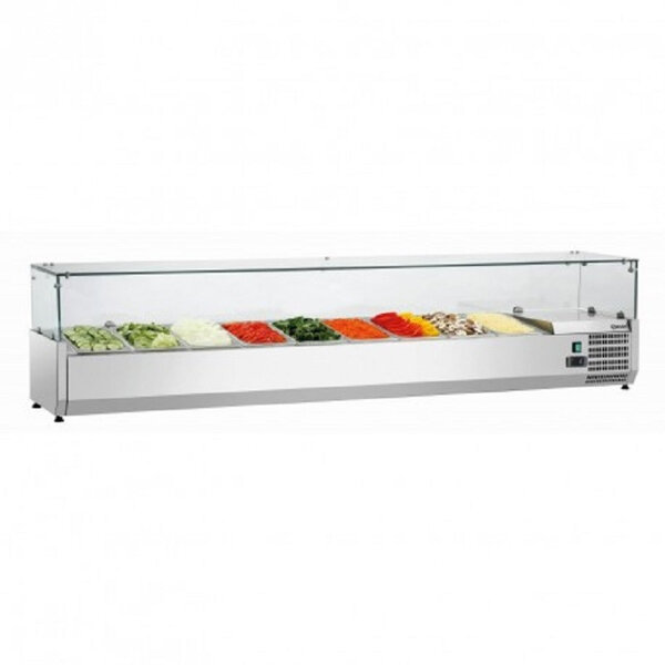 Saladette à poser professionnelle - vitré - bac gn 1/3 - bartscher -  - acier inoxydable2000 mm9 x gn 1/3400 2000x425mm
