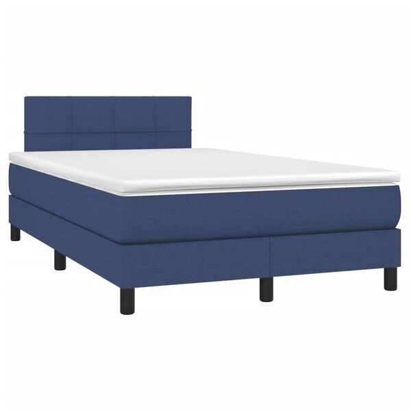 vidaXL Sommier à lattes de lit avec matelas bleu 120x190 cm tissu