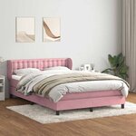 vidaXL Sommier à lattes de lit avec matelas rose 160x210 cm velours