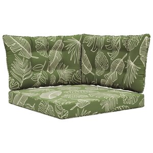 vidaXL Coussin de canapé d'extérieur 3 Pièces Modèle feuille Polyester