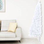 vidaXL Demi-arbre de Noël artificiel pré-éclairé et boules blanc 180cm