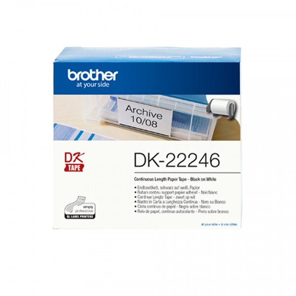 Dk-22246 ruban d'étiquette noir sur blanc
