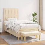 vidaXL Sommier à lattes de lit avec matelas Crème 100x200 cm Tissu