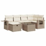 vidaXL Salon de jardin avec coussins 7 Pièces beige résine tressée