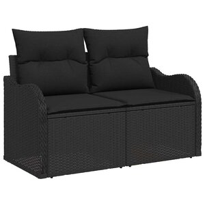 vidaXL Ensemble de canapé de jardin 8 Pièces Noir Poly rotin