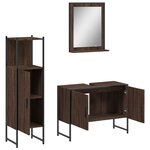 vidaXL Ensemble d'armoires de salle de bain 3 Pièces chêne marron