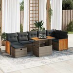 vidaXL Salon de jardin 5 Pièces avec coussins gris résine tressée