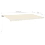 vidaXL Auvent manuel rétractable avec LED 600x300 cm Crème