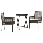 vidaXL Ensemble bistro de jardin 3 Pièces Marron Poly rotin