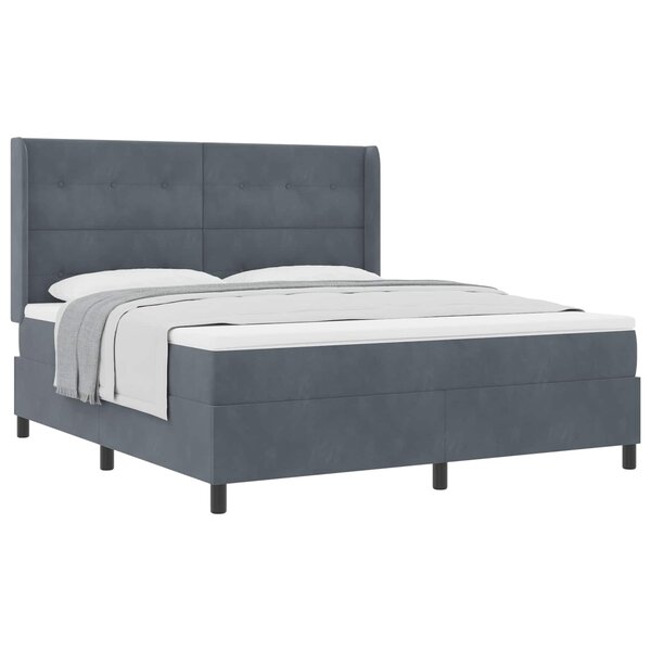 vidaXL Lit à ressorts avec matelas Gris foncé 180 x 200 cm Velours