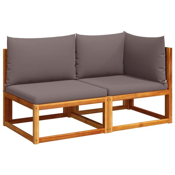 vidaXL Canapé de jardin avec coussins 2 places Bois Acacia et rotin