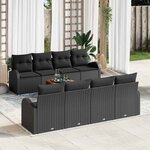 vidaXL Ensemble de canapé de jardin 9 Pièces Noir
