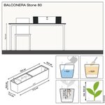 Lechuza jardinière balconera stone 80 all-in-one blanc quartz