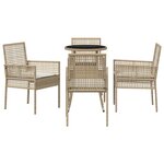 vidaXL Ensemble de salle à manger pour jardin 5 Pièces Beige Poly rotin