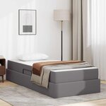 vidaXL Lit avec rangement et matelas avec matelas 2 Pièces Gris Cuir