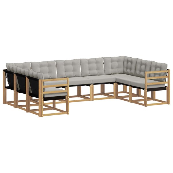 vidaXL Ensemble de canapés d'extérieur 9 Pièces Blanc et gris clair
