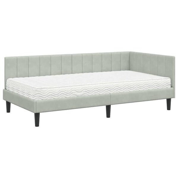 vidaXL Cadre de lit d'angle Gris clair 90 x 200 cm Velours