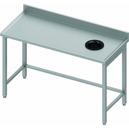 Table inox avec trou vide-ordure à droite - profondeur 600 - stalgast -  - inox1600x600 x600x900mm