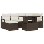 vidaXL Ensemble de canapé de jardin avec coussin 7 Pièces Marron et crème