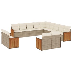 vidaXL Salon de jardin avec coussins 13 Pièces beige résine tressée