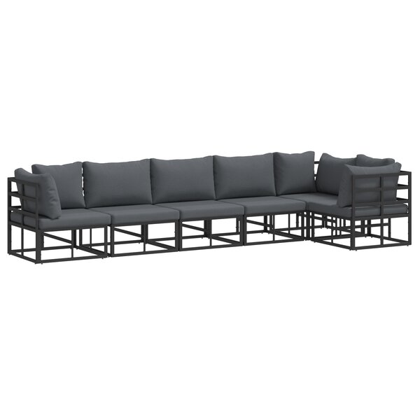 vidaXL Ensemble de canapé de jardin 6 Pièces Noir 70 x 70 x 32 cm