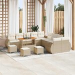 vidaXL Ensemble de canapé de jardin avec coussin 14 Pièces beige et crème