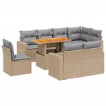 vidaXL Salon de jardin avec coussins 9 Pièces beige résine tressée