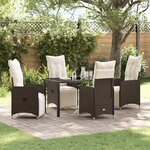 vidaXL Ensemble de salle à manger pour jardin 5 Pièces Marron Poly rotin