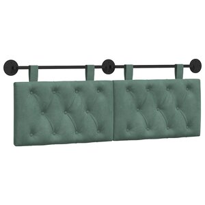 vidaXL Tête de lit suspendue Avec lumière LED Vert Mer Velours