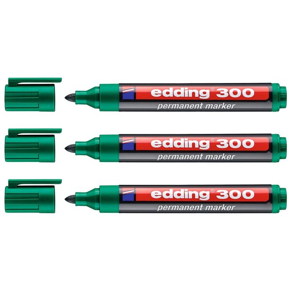 Marqueur Permanent 300 Vert Pointe Ronde 1 5-3 mm x 3 EDDING