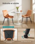 Lot de 2 chaise salle à manger chaise cuisine supportant jusqu’à 120 kg pied en acier dossier ergonomique pour salle à manger cuisine marron 12_0006189