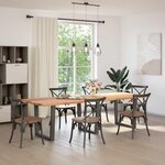 vidaXL Table à manger avec bord naturel 280x100x74cm bois massif chêne