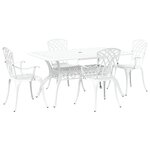 vidaXL Ensemble de salle à manger de jardin 5 pièces en aluminium coulé blanc