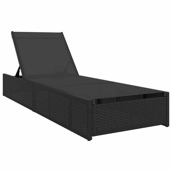 vidaXL Transat avec coussin 1-personne Noir 60 x 200 x 27cm polyrotin