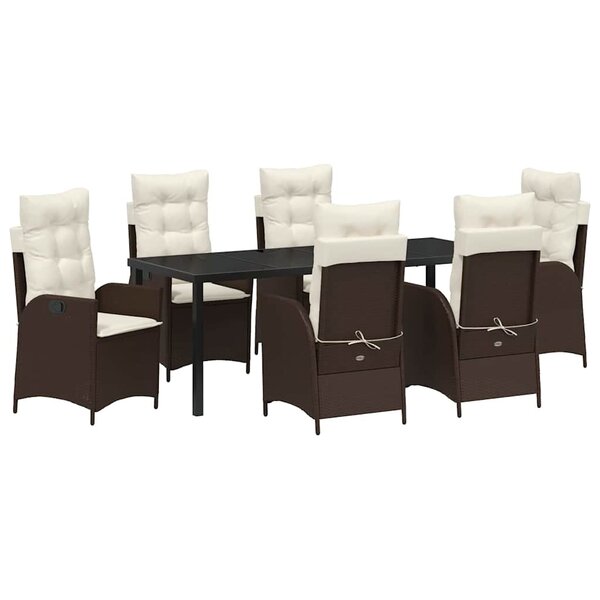 vidaXL Ensemble de salle à manger pour jardin 7 pc Marron polyrotin