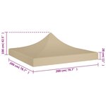 vidaXL Toit de tente de réception 2x2 m Beige 270 g/m²