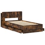 vidaXL Cadre de lit avec rangement Chêne fumé 100 x 200 cm