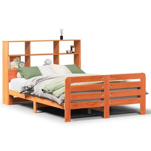 vidaXL Cadre de lit sans matelas cire marron 135x190cm bois pin massif