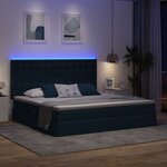vidaXL Lit de rangement LED avec matelas Bleu 200 x 200 cm Tissu