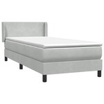 vidaXL Sommier à lattes de lit et matelas gris clair 90x220 cm velours