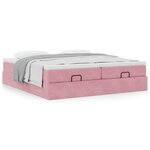 vidaXL Cadre de lit ottoman avec matelas rose 160x200 cm velours