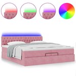 vidaXL Cadre de lit ottoman avec matelas rose 200x200 cm velours